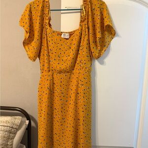 Sienna Sky Mustard Floral Midi Dress